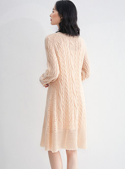 Lantern Sleeve Sweater Dress With Camisole