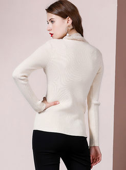 Lace Patchwork Slim Pullover Sweater