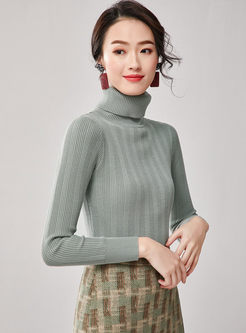 Turtleneck Pullover Slim Knit Sweater