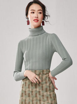 Turtleneck Pullover Slim Knit Sweater