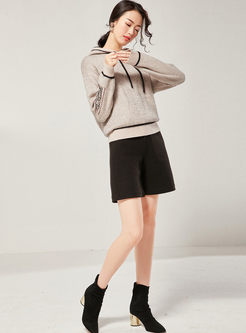 Letter Print Loose Knitted Hoodie