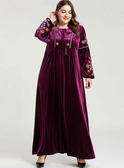 Plus Size Embroidered Maxi Dress