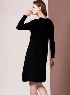 Long Sleeve Drawcord Sweater Dress