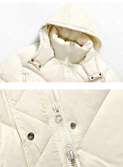 Solid Color Hooded Long Down Coat