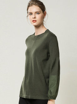 O-neck Lantern Sleeve Pullover Sweater
