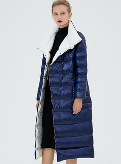 Stand Collar Straight Loose Long Puffer Coat