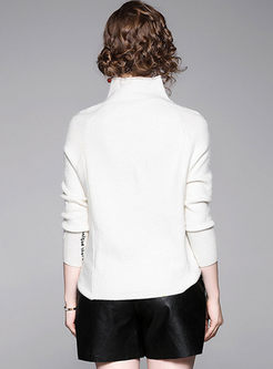 White Turtleneck Long Sleeve Sweater