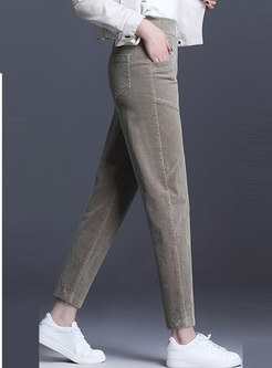 Elastic Waisted Corduroy Tapered Pants