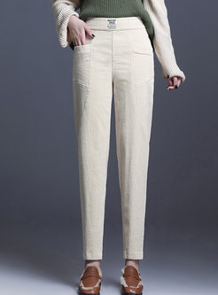 Elastic Waisted Corduroy Tapered Pants