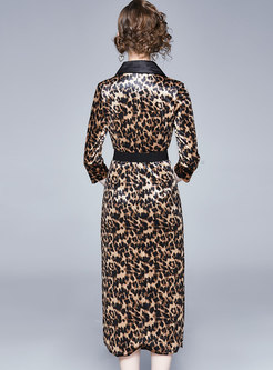 V-neck Patchwork Leopard High Waisted Bodycon Dress