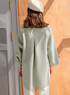 Solid Color Turn Down Collar Loose Overcoat