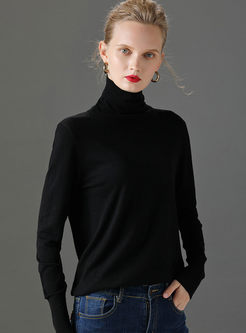 Cowl Neck Long Sleeve Slim Sweater
