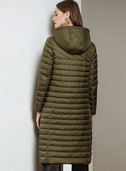 Hooded Long Puffer Coat With Pockets