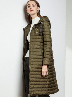 Hooded Long Puffer Coat With Pockets