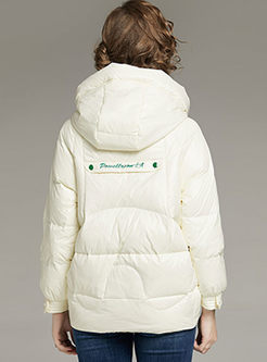 Color-blocked Hooded Loose Down Jacket