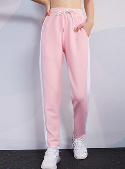 Pink Elastic Waist Yoga Sweatpants