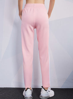 Pink Elastic Waist Yoga Sweatpants