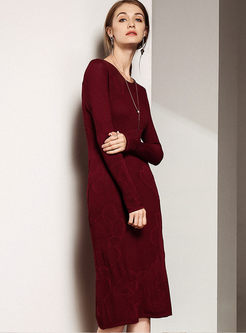 Long Sleeve Slim Sweater Midi Dress