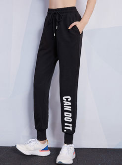 High Waisted Letter Print Sweatpants