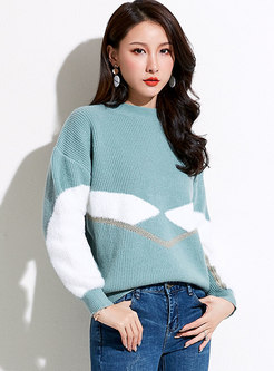 Color-blocked Pullover Knit Sweater