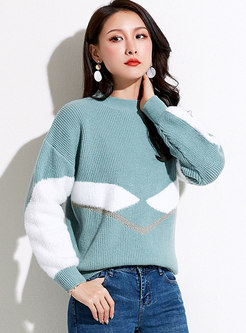 Color-blocked Pullover Knit Sweater