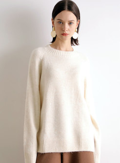 Solid Color Loose Pullover Knit Sweater