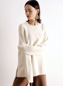 Solid Color Loose Pullover Knit Sweater