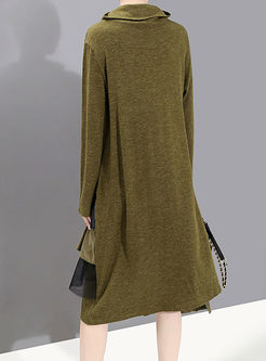 Turtleneck Long Sleeve Pleated Sweater Dress