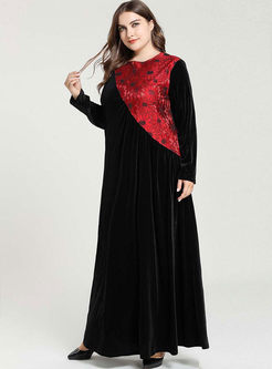 Black Plus Size Velvet Maxi Dress