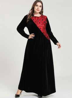 Black Plus Size Velvet Maxi Dress