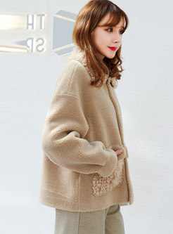 Patchwork Straight Loose Thick Overcoat