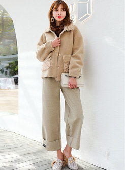 Patchwork Straight Loose Thick Overcoat