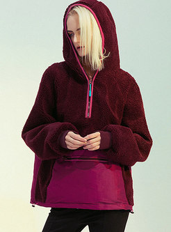 Patchwork Color-blocked Thick Loose Pullover Hoodie