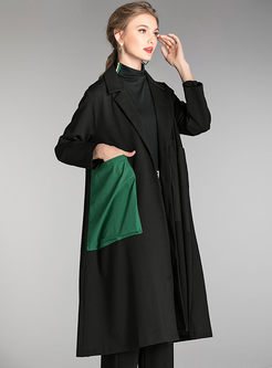 Black Notched Patch Plus Size Coat