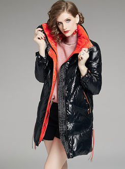 Color-blocked Slim Thick Puffer Coat