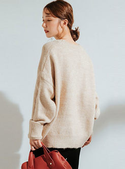 Solid Color Pullover Loose Sweater