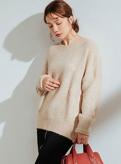 Solid Color Pullover Loose Sweater