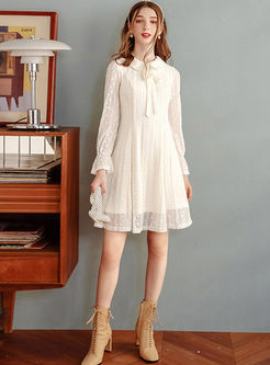 Bowknot Doll Collar Lace A Line Dress