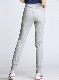 High Waisted Letter Color-blocked Pencil Joggers