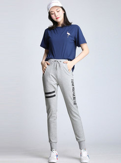 High Waisted Letter Color-blocked Pencil Joggers