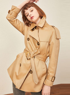 Waist Double Breasted Short Trench Coat