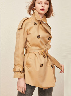 Waist Double Breasted Short Trench Coat