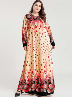 Plus Size Print Velvet Maxi Dress