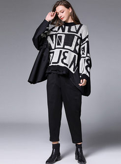 Plus Size Pullover Asymmetric Sweater