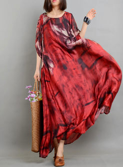 Print Linen Maxi Dress With Camisole
