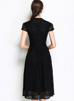V-neck Lace Swing Cocktail Party Dress