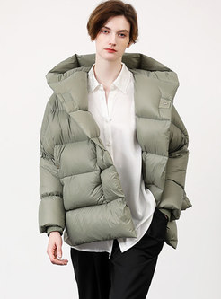 Solid Color Hooded Puffer Coat