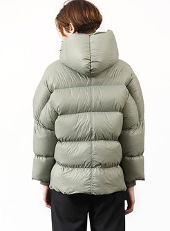 Solid Color Hooded Puffer Coat