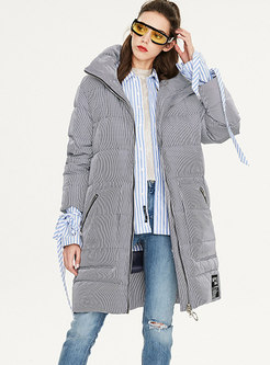Striped Hooded Loose Puffer Coat