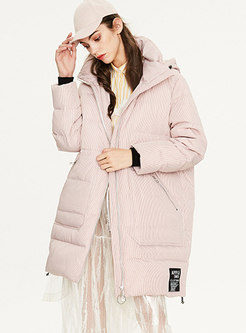Striped Hooded Loose Puffer Coat